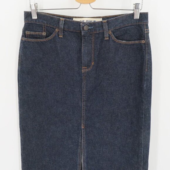 Gap Jeans Women 6 Long Skirt Dark Wash Blue Denim Jean Front Slit Pockets Y2K - Picture 2 of 10